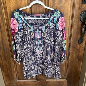Johnny Was Blue Heavy Embroidery Blouse. Absolutely Stunning. 🤩